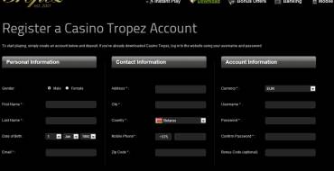 Tropez casino: Registro