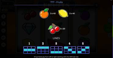 777 – Fruits: Tabla de pagos 2