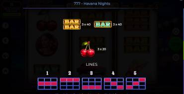 777 – Havana Nights: Tabla de pagos 2