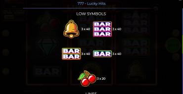 777 – Lucky Hits: Tabla de pagos 2