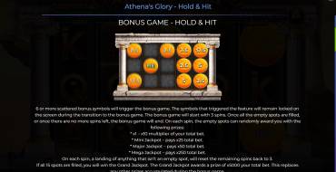 Athena’s Glory – Hold & Hit: Características únicas