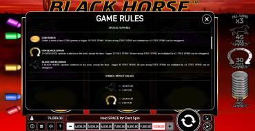 Black Horse: Tabla de pagos