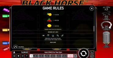 Black Horse: Tabla de pagos