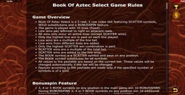 Book of Aztec Select: Reglas