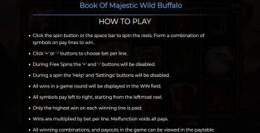 Book of Majestic Wild Buffalo: Reglas