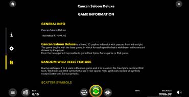 Cancan Saloon Deluxe: Reglas