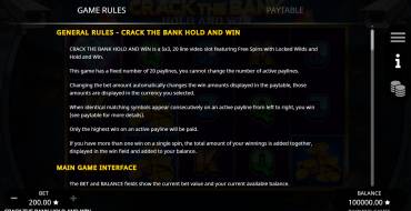 Crack the Bank Hold and Win: Reglas