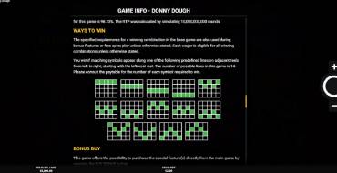 Donny Dough: Tabla de pagos