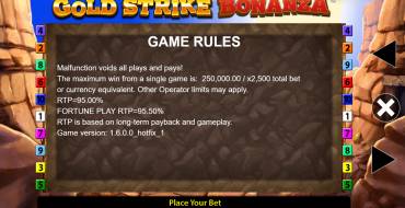 Gold Strike Bonanza Fortune Play: Reglas