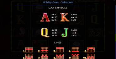 Holidays Joker – Valentines: Tabla de pagos 2