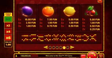 Hot Slot: 777 Coins: Tabla de pagos