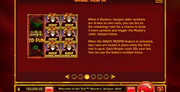 Hot Slot: Mystery Jackpot Joker: Tiradas gratis y/o respins Be