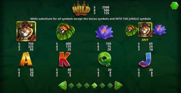 Into The Jungle Bonus Buy: Tabla de pagos