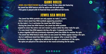 Jewel Sea Pirate Riches: Reglas