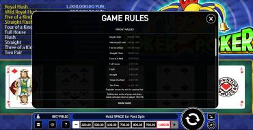 Joker Poker: Tabla de pagos