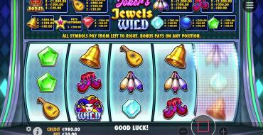 Joker’s Jewels Wild: Interfaz