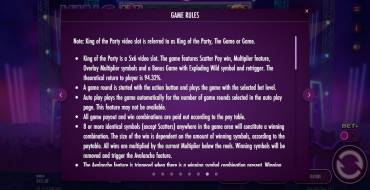 King of the Party: Reglas