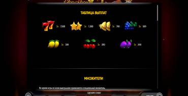 Lucky Streak X: Tabla de pagos