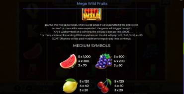 Mega Wild Fruits: Tabla de pagos