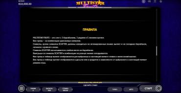 Multistar Fruits: Reglas