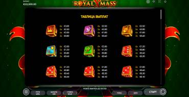 Royal Xmass Dice: Tabla de pagos