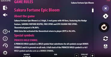 Sakura Fortune Epic Bloom: Reglas