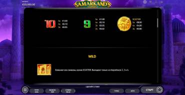 Samarkand's Gold: Tabla de pagos