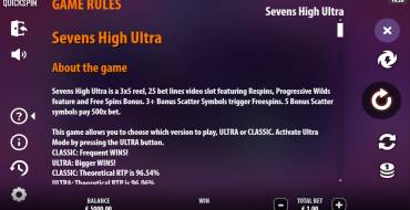 Sevens High Ultra: Reglas