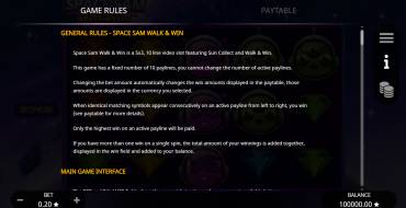 Space Sam Walk & Win: Reglas