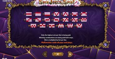 Spin Joker, Spin!: Líneas de juego