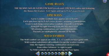 The Mummy Win Hunters Epicways: Reglas