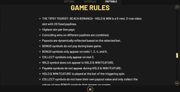 The Tipsy Tourist Beach Bonanza — Hold&Win: Reglas