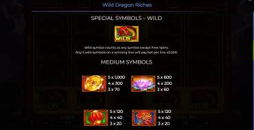 Wild Dragon Riches: Tabla de pagos