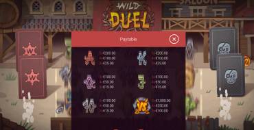 Wild Duel: Tabla de pagos