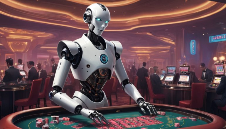 Dealer robot_en_un casino futurista