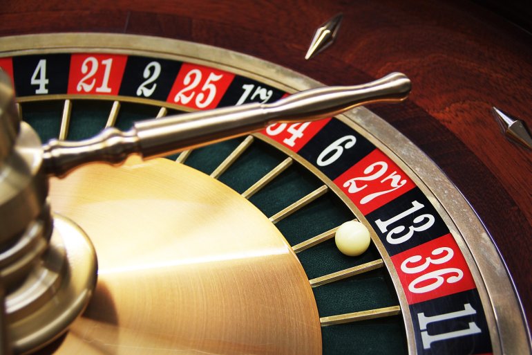 a roulette wheel at a casino